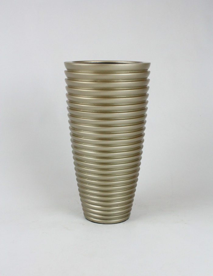 Brown Ribbed Vase