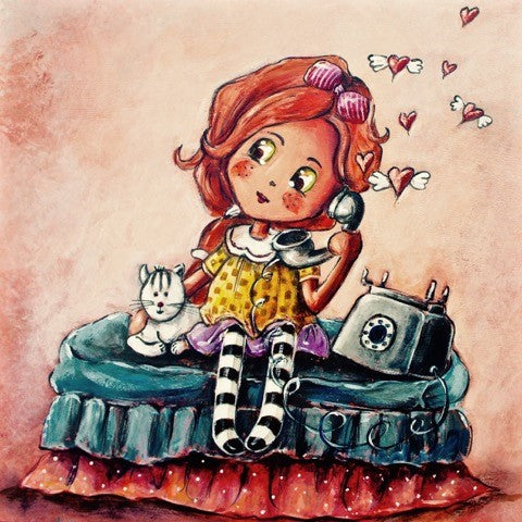 Girl and Cat Kids Art