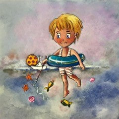 Girl Swimming Kids Art