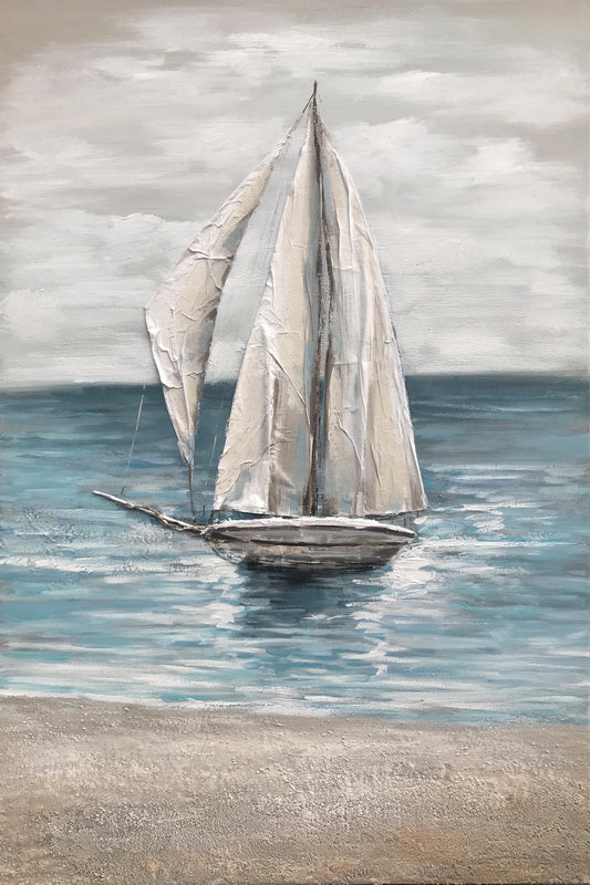 Painting Single Boat Coastal Art
