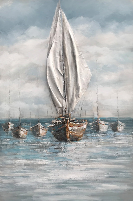Painting 5 Boats Coastal Art