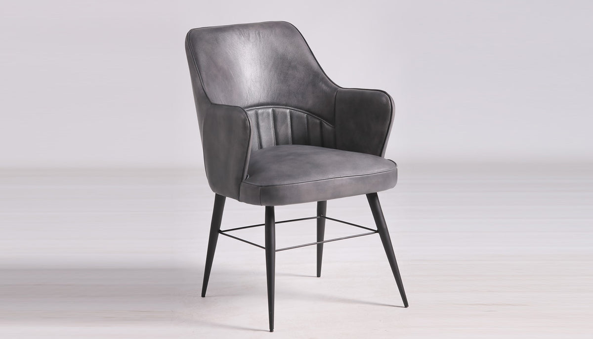 Leather Grey Iron Chair