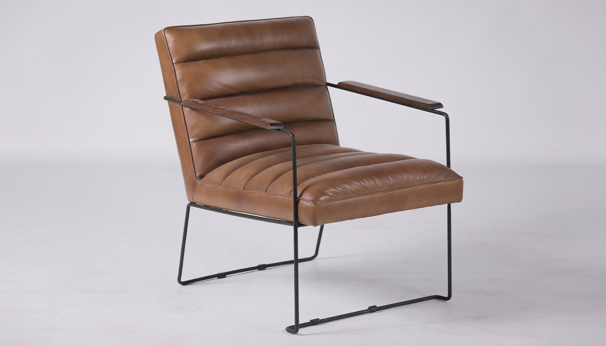 Ribbed Back Leather Occasional Chair