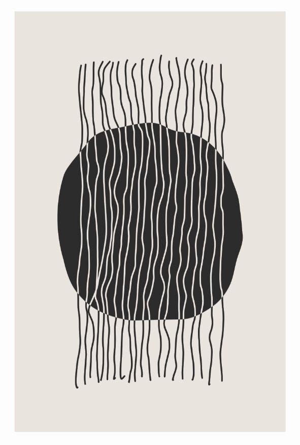 Painting Lined Black Abstract Art