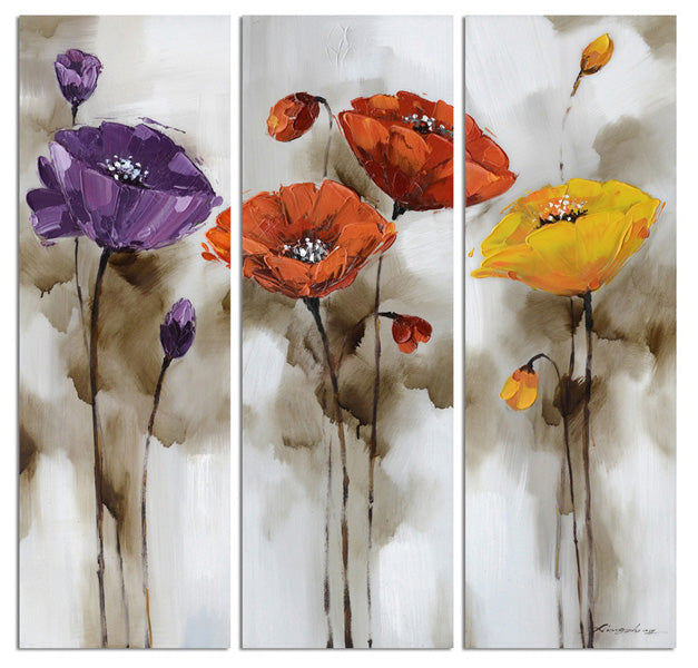 Painting 3 Part Floral Art