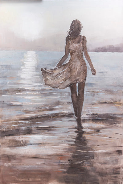 Painting Beach Walk Figure Art