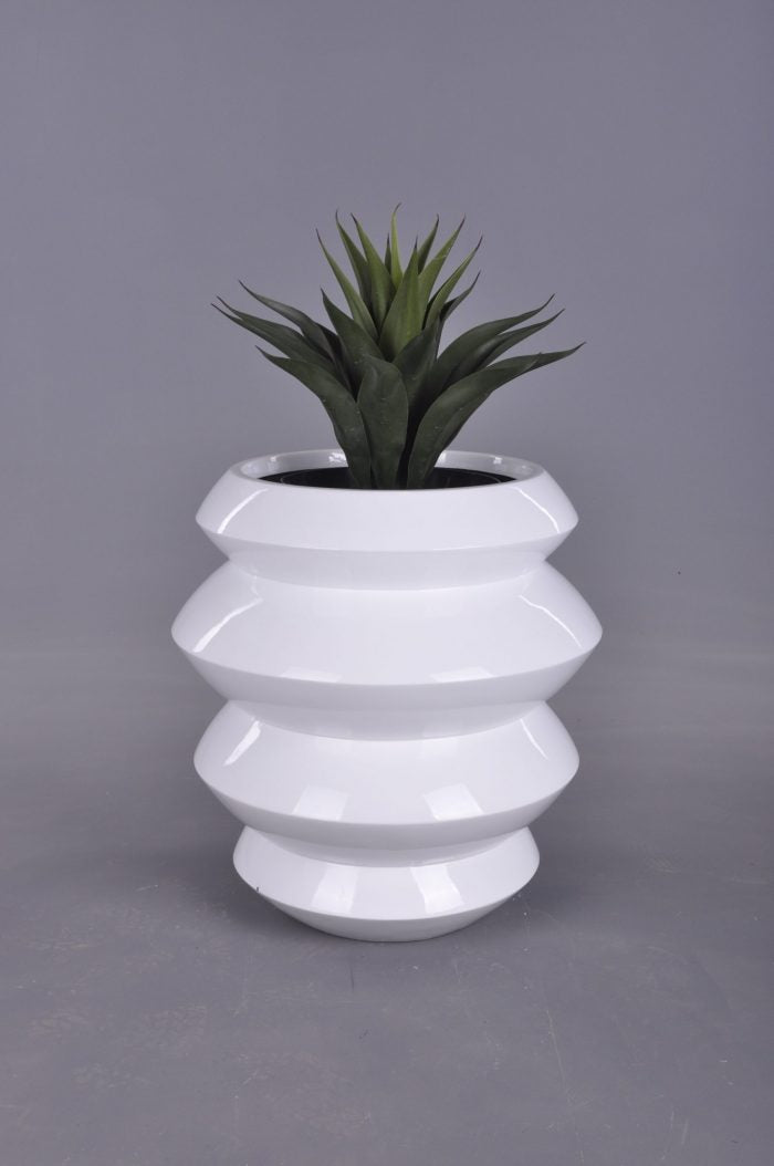 White Ribbed Urn