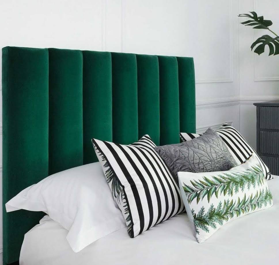 Queen Vertical Panel Velvet Headboard