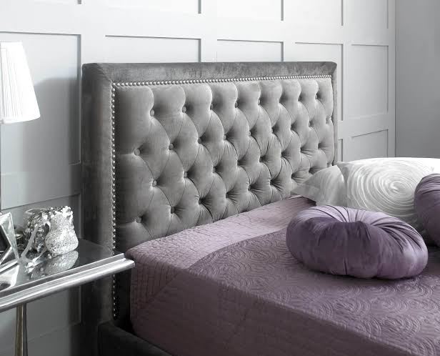 Queen Boxed Velvet Deep Button Headboard